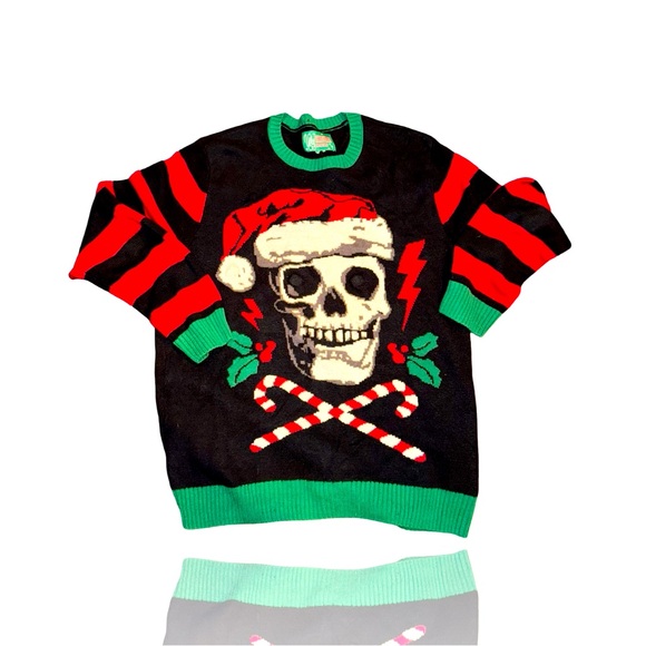 Ugly Christmas Sweater “Skull” Santa: GUC: Tacky Holiday Party: Punk Rock - Picture 1 of 6